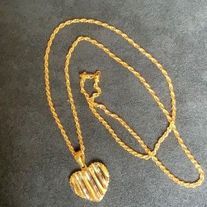 ROPE w/ HEART PENDANT 22K REAL GOLD